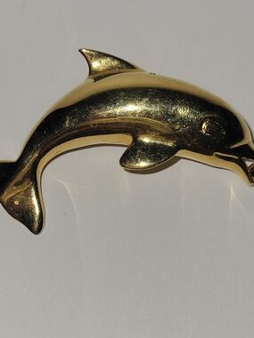 Gold Tone  Dolphin Brooch